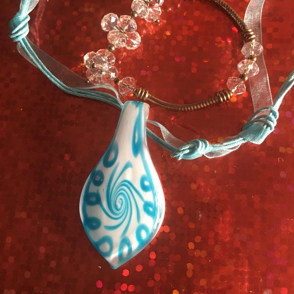 Murano Necklace & Crystal  Bracelet -169 $24 FIRM - Picture 3 of 3